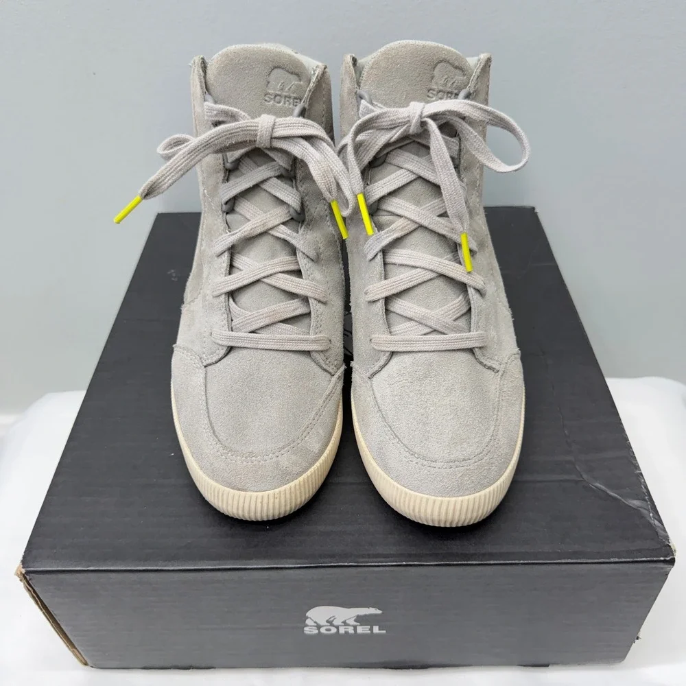 Sorel Womens 8 Out n About Wedge Booties Dove Quarry Grey Suede Leather